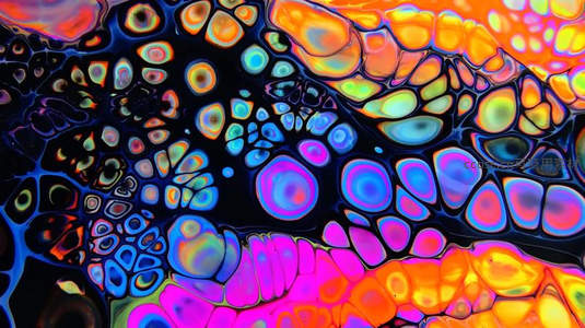 霓虹细胞结构，科技感十足的抽象微观世界