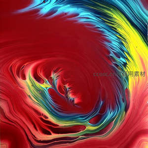 红蓝黄漩涡流动艺术抽象画