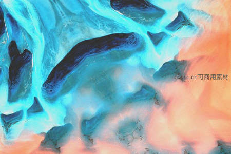 蓝橙交融的抽象色彩漩涡
