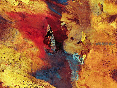 金红交织的抽象地质剖面