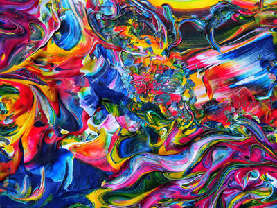 狂野泼彩的抽象画布风暴