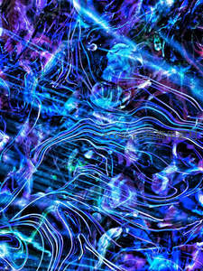 蓝色电流在黑暗中舞动如神经网络