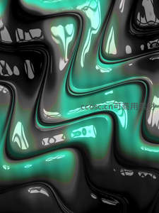 黑绿流体交织的未来感波纹