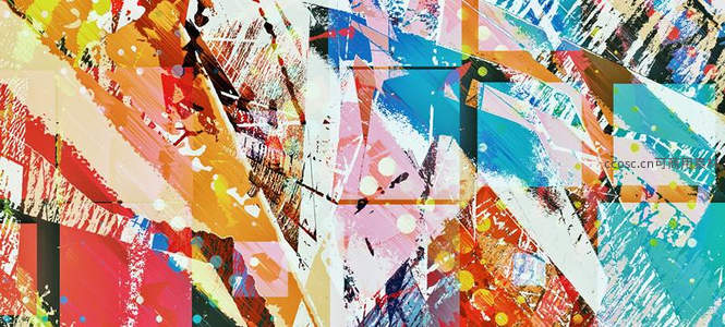 多彩笔触构成的活力抽象画
