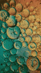 油水交融微观世界，气泡艺术特写