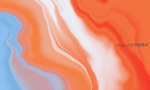 橙蓝白三色流体艺术图案