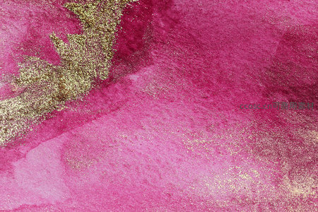 玫红底色上洒落金粉的艺术纹理