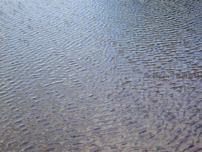 微风拂过湖面，细密波纹交织成天然图案