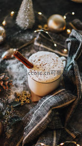 热饮配肉桂棒，冬日暖心节日饮品