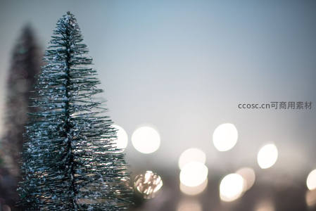 微距下的迷你圣诞树与光斑