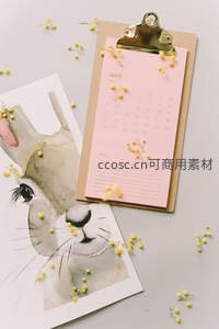 四月日历与水彩兔子的温馨桌面