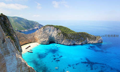 航拍希腊沉船湾碧海悬崖奇景