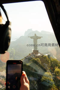 直升机内拍摄里约基督像全景