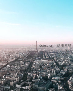 晨曦中的巴黎全景与铁塔剪影