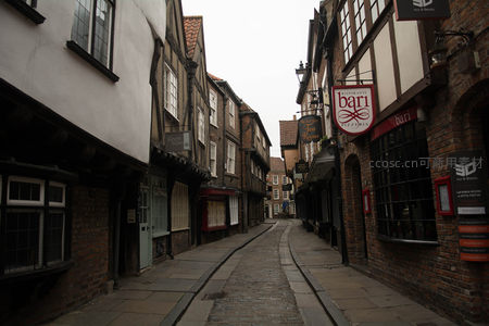 蜿蜒石板巷道延伸远方，两旁木构商铺林立，招牌错落有致