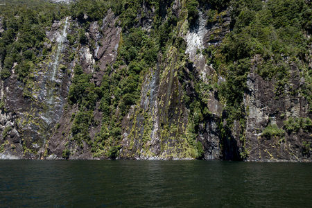 垂直崖壁挂满青苔与细瀑，水汽氤氲营造神秘峡谷氛围