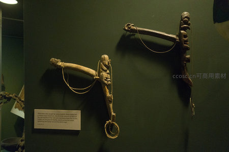 毛利捕鸟器‘卡卡’展示：骨制投掷器与绳索装置复原陈列