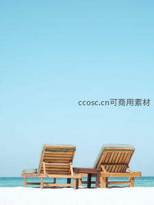热带海滩双躺椅静谧时光：碧空如洗，白沙细软，海天一色无尘扰