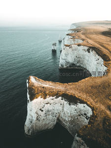 航拍英国七姐妹白崖海岸线壮阔地貌