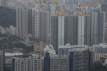 香港典型高密度住宅群微距视角航拍特写