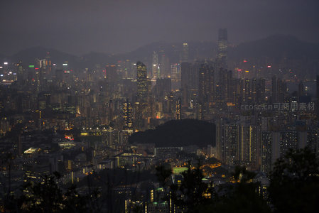 维港两岸灯火交辉：夜香港的立体城市画卷