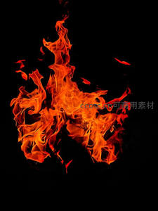 烈焰升腾：橙红火焰在纯黑背景中肆意舞动，形态如龙腾空