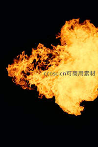 爆燃火焰团块高速喷射，金橙色火舌翻滚交织，极具视觉冲击力的火效特写