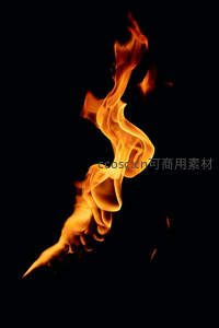 炽热火焰在纯黑背景中舞动，橙黄火舌蜿蜒升腾，展现燃烧的动态美感与能量张力。