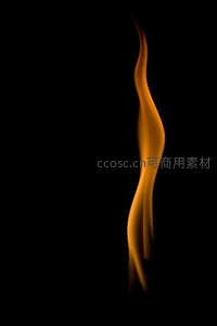 黑色背景中跃动的橙黄火焰，形态优雅如舞者般蜿蜒上升