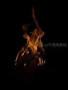 黑暗中跃动的橙黄火焰特写，形态如舞者般优雅灵动