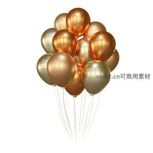 金色金属质感气球簇拥特写，光泽闪耀如庆典礼赞