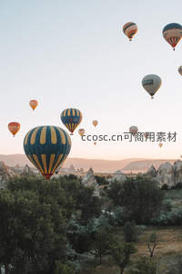 卡帕多奇亚热气球群飞晨曦美景，奇岩地貌与彩球共舞