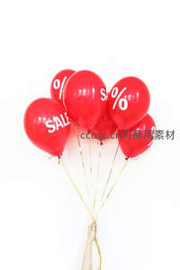 手持促销主题红色气球束商业宣传图